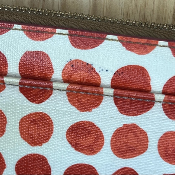Coach White and Red Polka Dot Zip Wallet - Picture 6 of 11